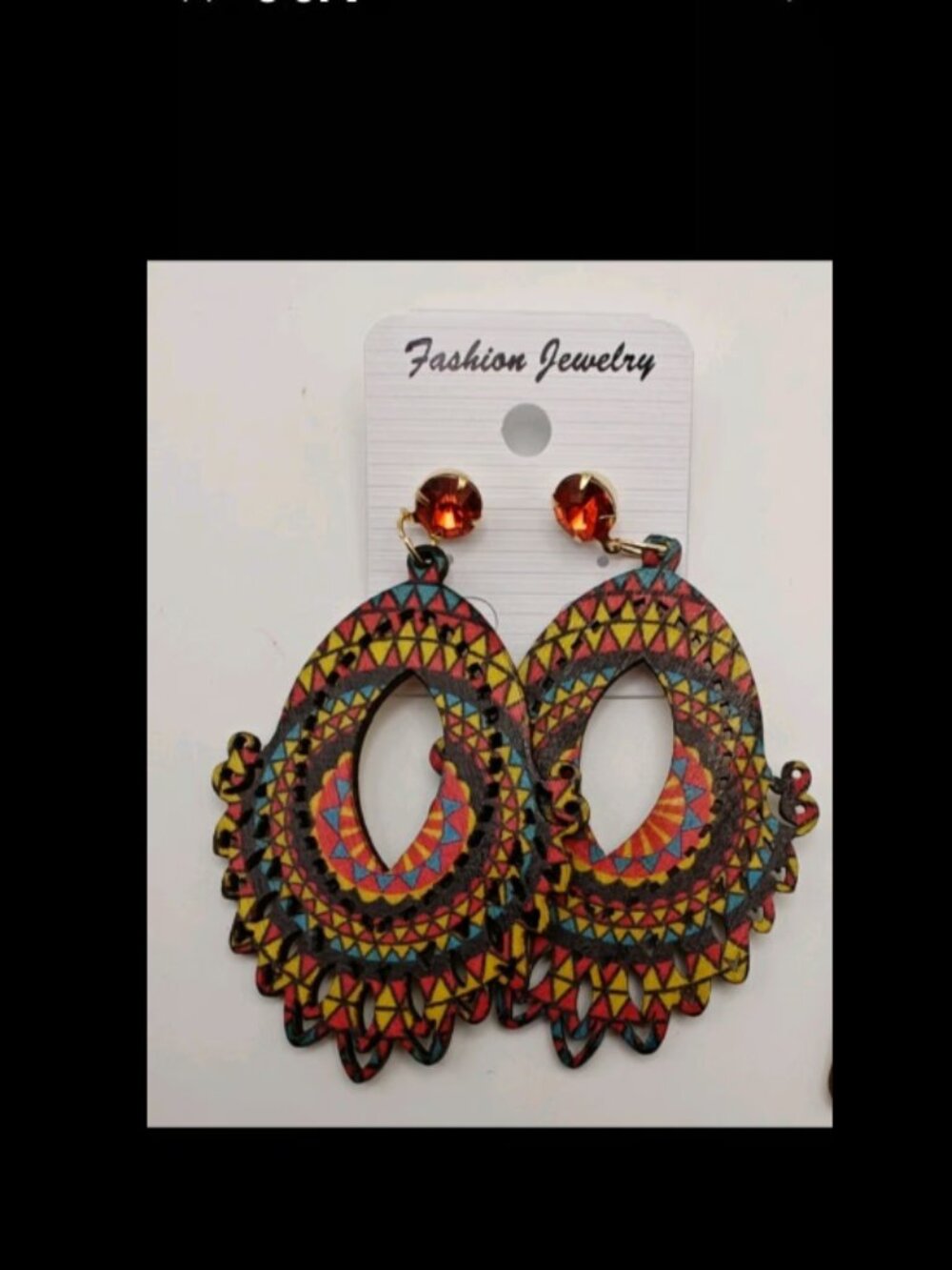 Pair of Light Weight Wooden Hand Painted Screw In earrings
